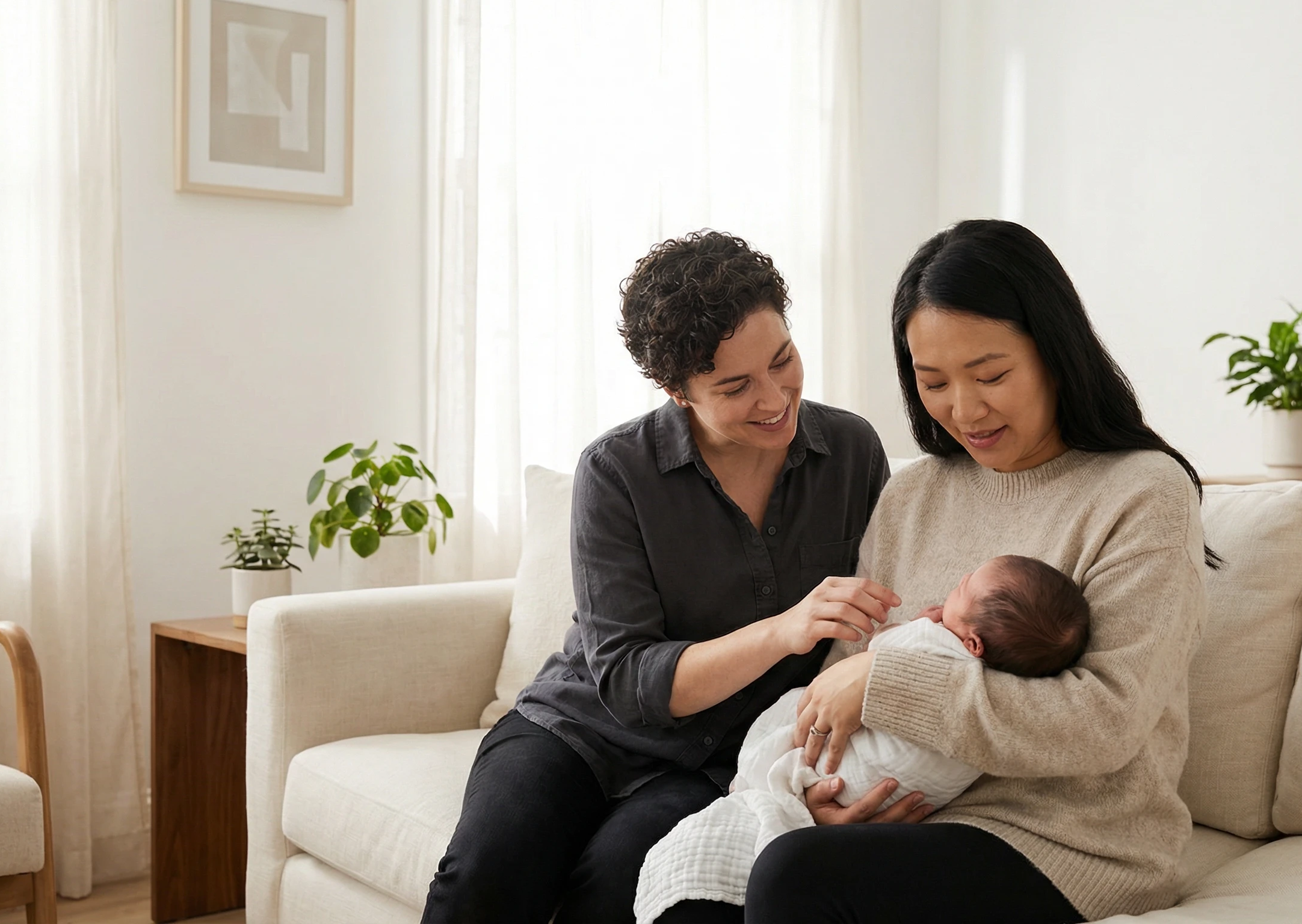Doula supporting a family during birth